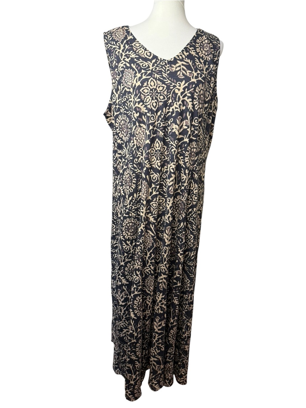 d&co Canyon Retreat XL Sleeveless Boho Maxi Dress Floral Print Cotton Blend
